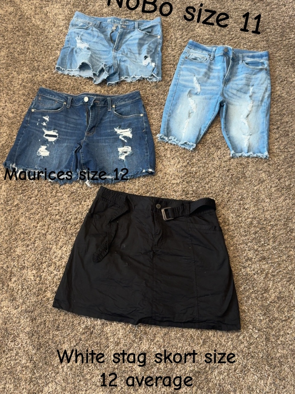 Mixed Women's Bottoms Lot - Distressed Denim Shorts & Black Skort
